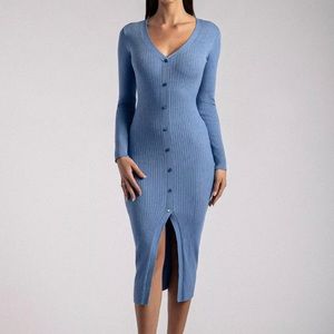 Meshki Long Sleeve Button Down Midi Knit Dress Sold Out Medium